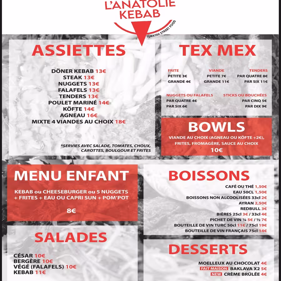 Menu restaurant 1